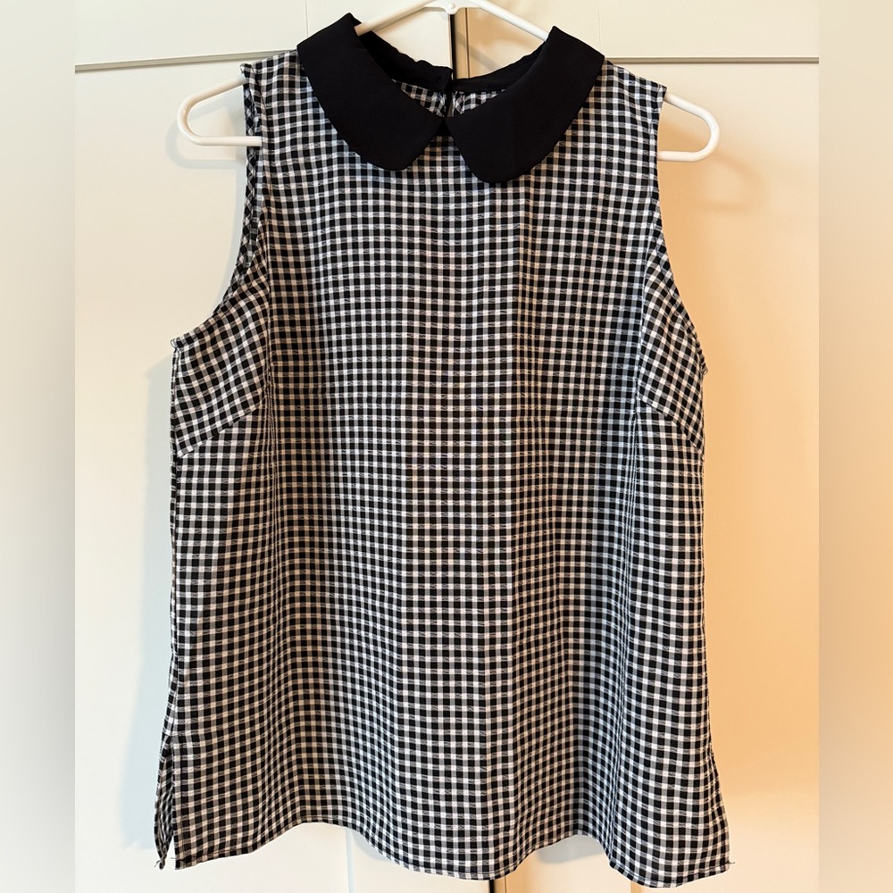 Black and White Checkered Blouse, Size M